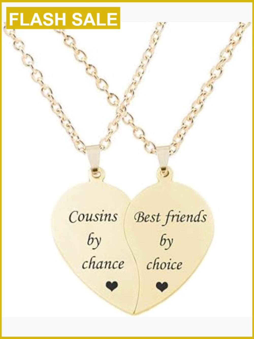 BFF Matching Half Heart Pendant Necklace Set 18in